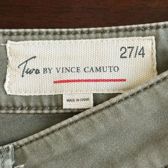 Two by Vince Camuto Washed Olive Green Stretch Cotton Skinny Jeans Size 27/4 - Picture 7 of 11
